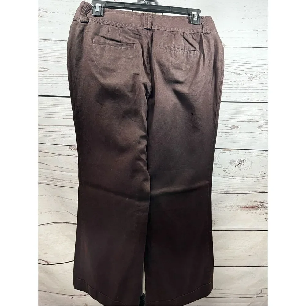 Banana Republic Women's Brown Wide Leg Cotton Linen Blend Pants Size‎ 8